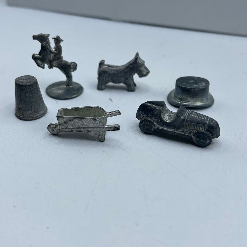 Lot of 6 Monopoly Game pewter pieces.